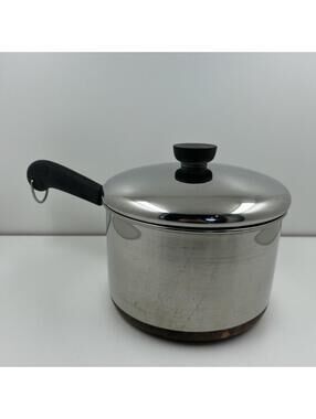 Vtg 1801 Revere Ware Copper Bottom 3 Qt-78 Saucepan with Lid Rome NY U.S.A.